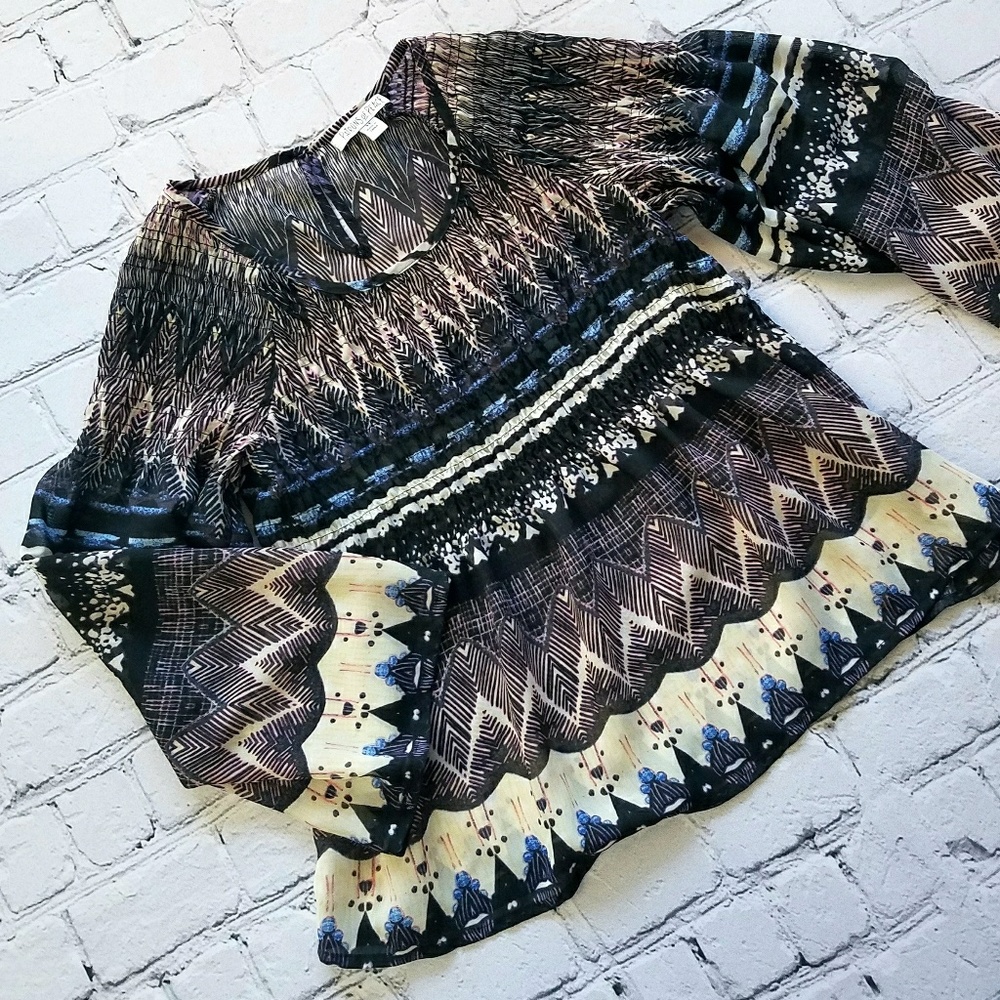 Patrons of Peace Boho Hippie Sheer Top Sz XS